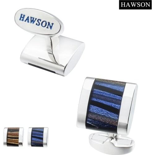 New Arrival Glaze Stone CuffLink Charm Glass Cufflink For Mens French Shirt Dress With HAWSONS LOGO