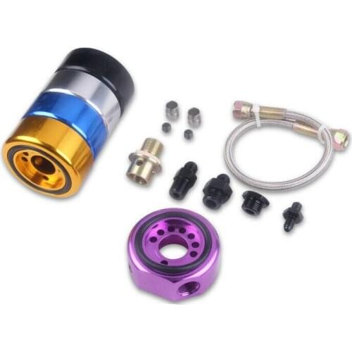 Vtec Oil Supply Line Adapter Plate Sandwich Conversion for Honda Ls B20 purple