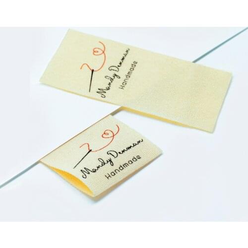 Custom Sewing label, Fold, Custom Clothing Labels - Fabric Name Tags, Logo or Text, Cotton Ribbon, Custom Design (FR129)