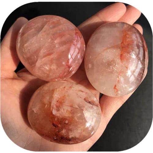 Natural Fire Quartz Palm Stone Crystals Gemstones For Decoration
