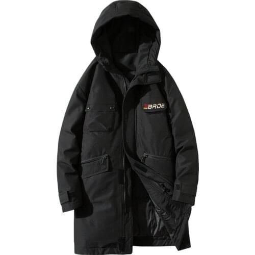 Down Jacket Mens New Style Mid-length Warm Youth Mens Casual Jacket Winter Hooded Winter Coat