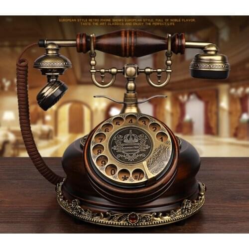 Fashion american style solid wood Fixed telephone Antique vintage rotating Dial the number phone