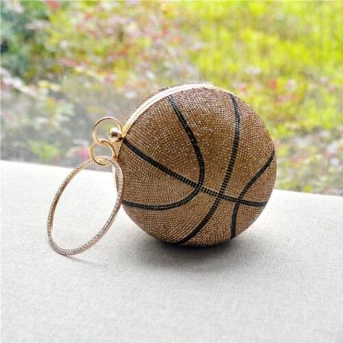 Rhinestone Basketball Evening Bag Womens Wedding Clutch Party Purse Handbag Chain Shoulder Dinner Bags
