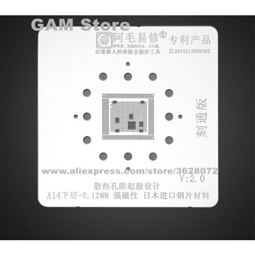Amaoe A14 CPU BGA Stencil For iPhone 12 Pro Max Mini Bottom Layer IC Reballing Solder Tin Plant Net Steel Mesh Welding Heat Temp