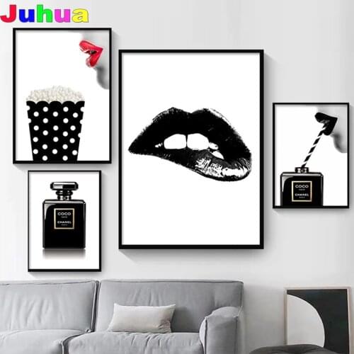 Vintage Sexy Lips Black Perfume Hourglass Diy Diamond painting full drill Diamond Embroidery nordic Picture Couture Decor