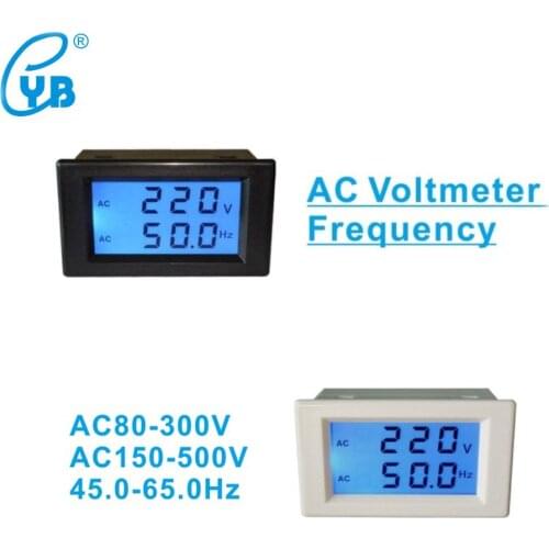 Voltmeter Hertz/HZ Meter AC 150-500V Voltage Monitor LCD Dual Display Voltage Frequency Meter Digital 45-65HZ Frequency Counter