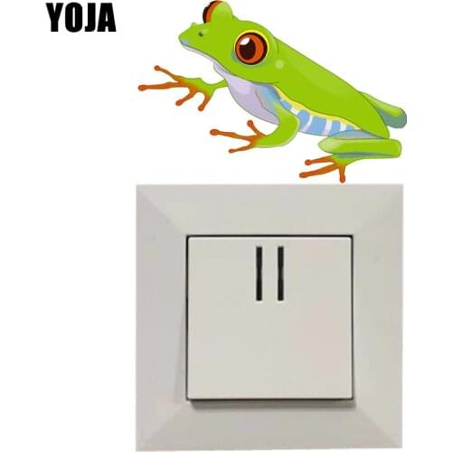 YOJA Green Frog Cartoon Animal Decor Wall Switch Sticker Living Room Bedroom Colored Decals Personalized 8SS1117