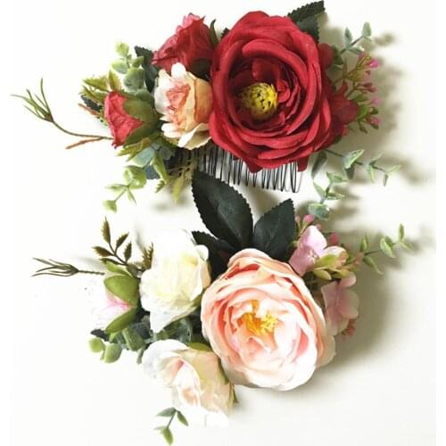 Rose Flower Wedding Hair Clip Barrettes Bridal Headpiece Women Hair accessories Floral Bridal Hair Combs Brides Tiaras Crown