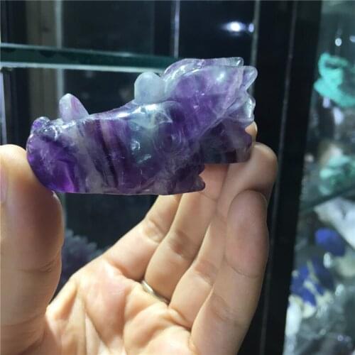 1pcs natural stones and minerals colorful fluorite hand carving dragon head figurine as gifts for home decoration wholesale