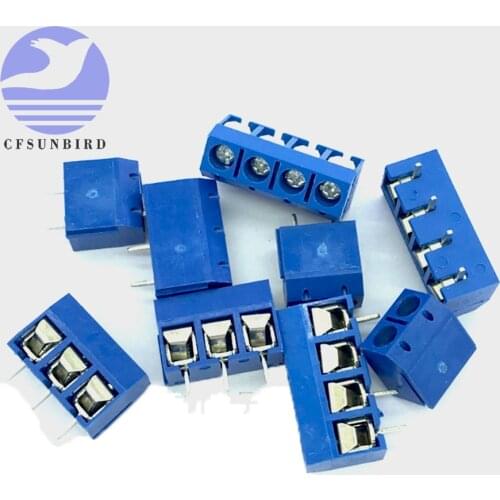 10pcs KF301 2P/3P/4P Blue KF301-5.0 KF301 Screw 5.0mm Straight Pin PCB Screw Terminal Block Connector Splicing type