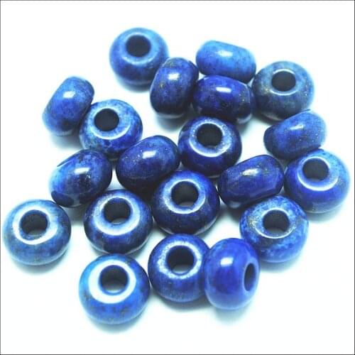 12pcs nature lapis lazuli stone spacer beads for pandor beads natural semi precious stone size 9x14mm