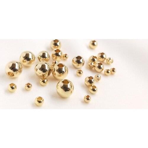 14K Gold Filled Round beads loose beads DIY bracelet first jewelry handmade beaded material accessories