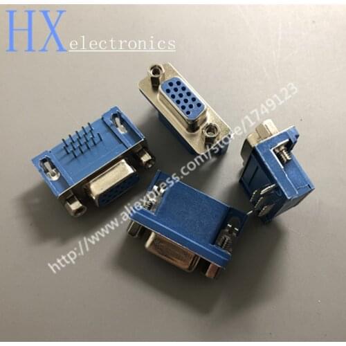 Free shpping 5PCS Long blue glue HDR15 female DB15 three row 15 pin VGA socket