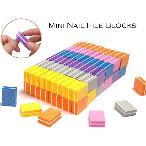 5pcs Mini Nail File Block Double-sided Colorful Sponge Sanding Buffer for Nail Art Polish Pedicure File Strips Manicure Tools