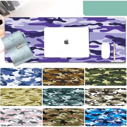 60x30/80x30cm Large Desk Mat Computer Mousepad Waterproof Keyboard Mouse Pad PU Leather Durable Laptop Mat Camouflage Pattern