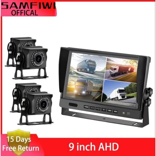 7 inch AHD Car Monitor 4ch Split Screen TFT Display Backup Reverse Rear View Vehicle Camera Screens Truck Parking System Monitor