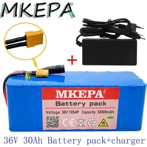 36V 10S4P 30Ah battery pack 500W high power battery 42V 30000mAh Ebike electric bicycle BMS 42v battery with xt60 plug+charger