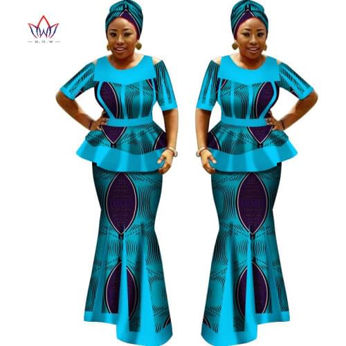 BintaRealWax New African Tops and Skirt and Headcap Sets for Women African Clothing Customized Wedding Party Sets WY2696
