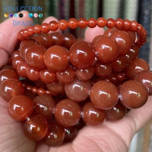 Natural Stone Beads 4/6/8/10/12mm Red Agates Carnelian Round Spacer Loose Beads For Jewelry Making DIY Bracelet Accessories 15