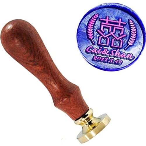 Double Happiness Wreath Custom Date Names Wedding custom wax seal stamp