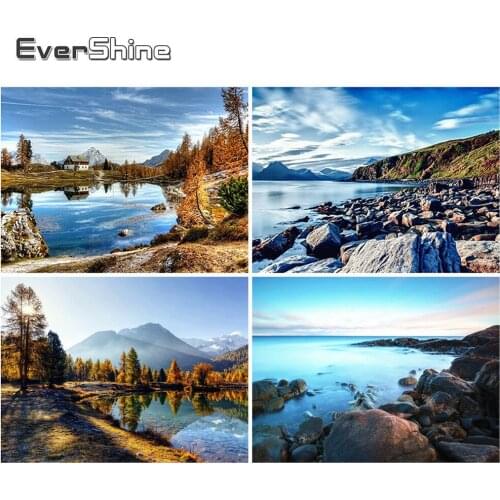 EverShine DIY Diamond Embroidery Landscape Mosaic Art Kits Diamond Painting 5D Seaside Picture Of Rhinestones Wall Decor