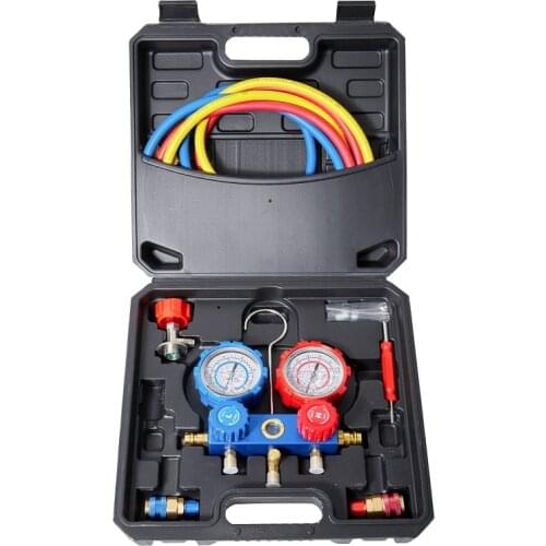 HOWHI HVAC R410A R12 Manifold Gauge Set with Hose Kit AC Diagnostic Manifold Gauge Kit