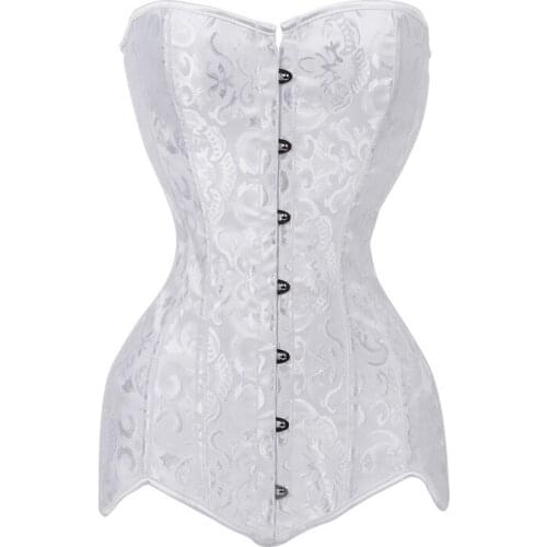 Steampunk Corset Top Plus Size Steel Boned Corselet Overbust Bustier Gothic Long Torso Cover Hip Sexy Women Waist Trainer Shaper