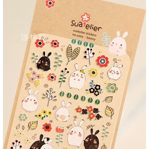 Cute Chunky Rabbit 3D Stationery Diary Stickers Decorative Mobile Stickers Scrapbooking DIY PVC Stickers Escolar Papelaria