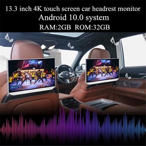 13.3 Inch 4K Car Headrest Monitor Android 10.0 1080P Touch Screen Vider Play WIFI/Bluetooth/USB/SD/HDMI/FM/Mirror Link/Miracast