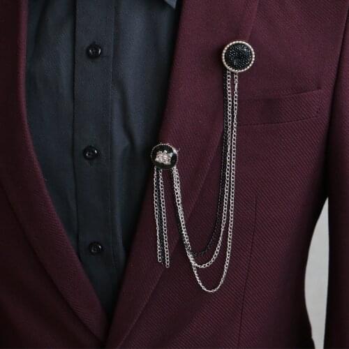 New Fashion MENS Male Korean British Suit Accessories Chain Tassel Brooch Pins Headdress Female Jewelry Gift