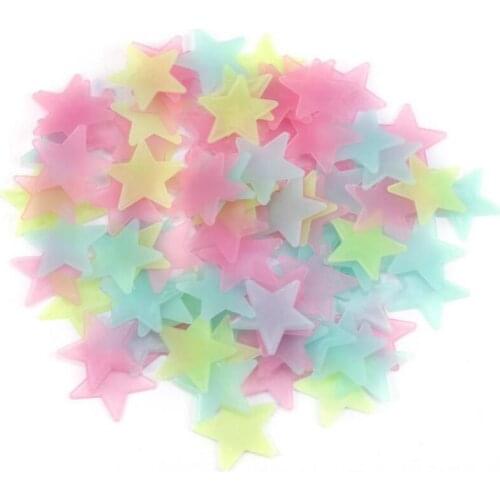 3cm Star Wall Stickers Stereo Plastic Luminous Fluorescent Paster Glowing In The Dark Decals For Baby Room LX6133
