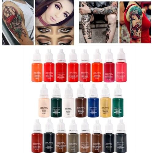 New15ml/Bottle of Pure Natural Plant Tattoo Ink 23 Colors Permanent Makeup Micro-blade Pigment for Eyebrows Lips Painting Design