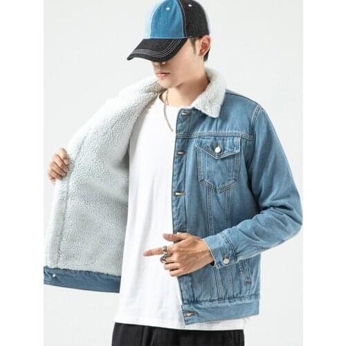 Winter New Mens Jacket Jacket Plus Velvet Thickening To Keep Warm Fashion Mens Casual Denim /Male Wool Denim Jacket Large Size