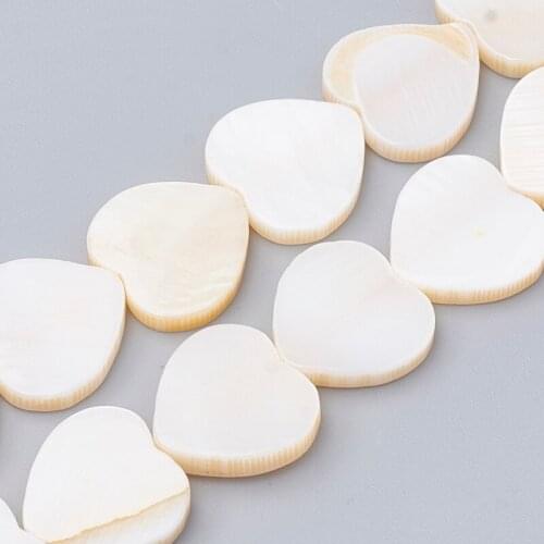 About 26pcs/Strand Freshwater Shell Beads Strands Heart Shape For DIY Jewelry Making Necklaces Bracelet Accessories Creamy White