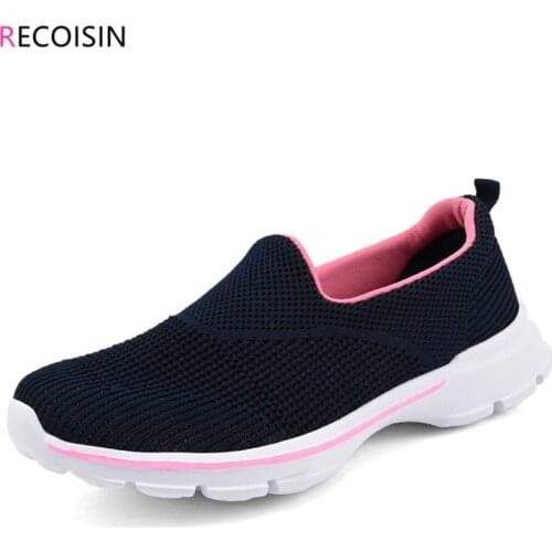 RECOISIN 2020 Autumn Women Shoes Breathable Mesh Casual Shoes For Women Slip-on Fashion Comfortable Flats Loafers Ladies Shoes