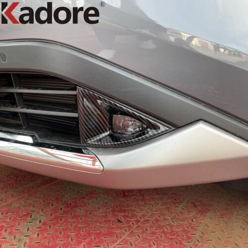 For Nissan Rogue X-trail 2021 2022 Carbon Fiber Front Foglight Lamp Cover Trim Fog Light Frame Car Styling Accessories 2pcs/set