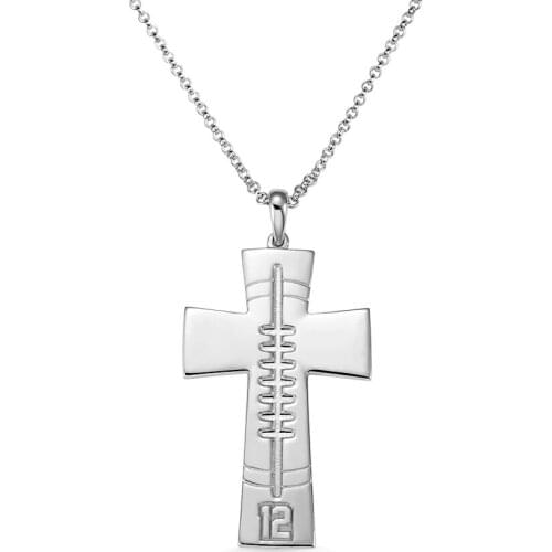 Personalized Soccer Cross Necklace Custom Engraving Words Copper Pendant Necklaces Number Jesus Jewelry Men WomenAccessories