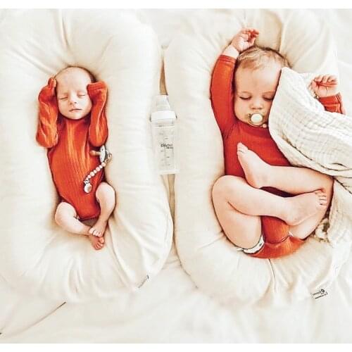 Baby Girl Boys Portable Crib Cotton Nest Bed Newborn Travel with Pillow Soft Solid Infant Toddler Folding White