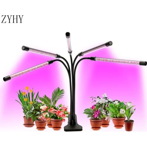 Dimmable 45W 5 Head LED Plant Growth Light USB Full Spectrum Plant Growth Light With Controls Seedling Flowers Indoor Growth Box