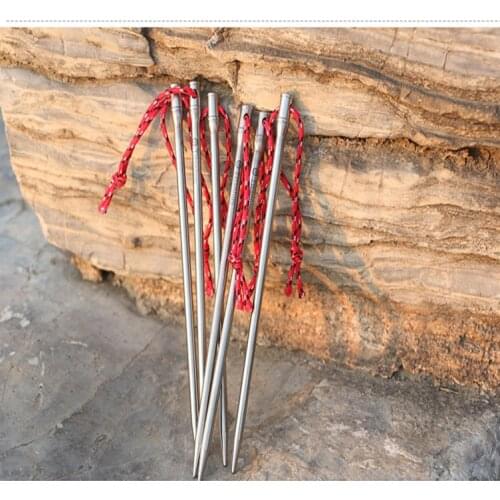 PYTITANS Outdoor Camping Titanium Tent stake 6PCS / 10PCS Outdoor camping rainbow Titanium Tent nail stake 5.0*160mm Ti Tent Peg