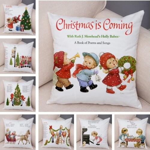 Nordic style Merry Christmas Cushon Cover Decor Cartoon Kid Pillow Case for Children Room Sofa Home Plush Pillowcase 45x45cm