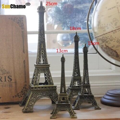 Vintage Bronze Tone Paris Eiffel Tower Figurine Statue Vintage Alloy Model Decor Home Furnishing Household Desktop Decro 8-62 cm