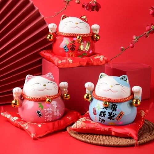 Japanese Ceramic Maneki Neko Feng Shui Fortune Lucky Cat Collectible Figurine Made in Japan for Overall Good Luck and Fortune