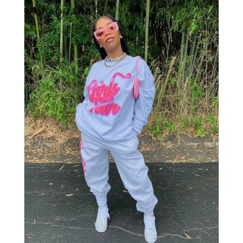 Fall/winter ladies sportswear leisure two-piece pullover sweatshirt top sportswear suit