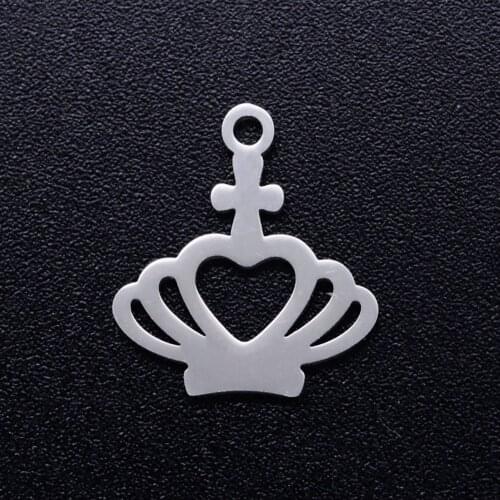 10pcs/lot 15*14mm Stainless Steel Cross Crown Pendant Bracelet Charms DIY Jewelry Making Handicraft Accessories Wholesale