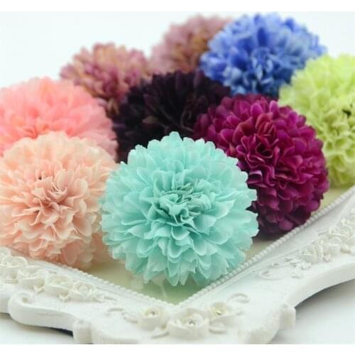 100 pcs 5cm Artificial Flower Silk Carnation Flower Head Wedding Party Home Decoration DIY Wreath Scrapbook Gift Box Craft