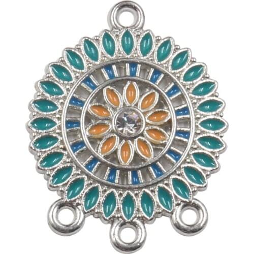 12pcs Antique Silver Flower Connector Jewelry Pendant Three Hole Earrings Setting Charms DIY Earring Connector