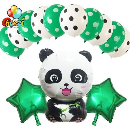 13pcs Cartoon Panda Foil Balloons baby Birthday Party Decoration Animal Panda 18 inch Star helium Balloon Set Globos Kids toys