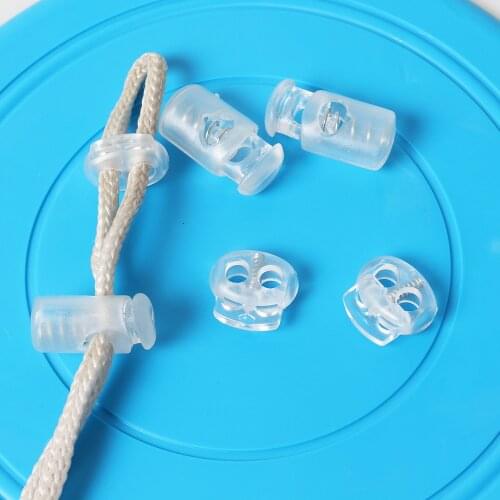 20pcs Transparent Plastic Stoppers Cord Lockhole Toggles Clip Apparel Bungee Cord Accessories Clothes Plastic Push Lock