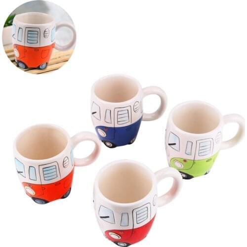 40pcs/lot fashion Cartoon Double Bus Mugs Hand Painting Retro Ceramic Cup Coffee Milk Tea Mug Drinkware Novetly Gifts